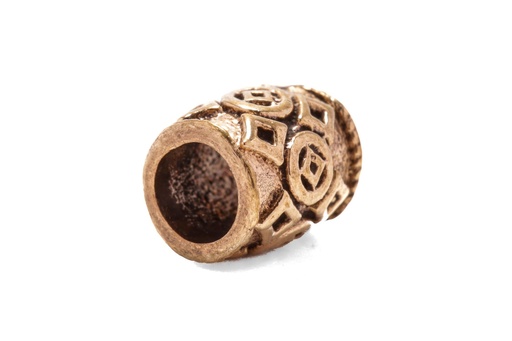 [apb72] Mini Wikinger Haar- & Bartperle MARIT aus Bronze – 6 mm Zopfperle mit Ornamenten für feine Strähnen
