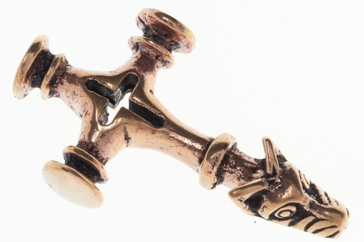 [atb1] Thors Hammer Anhänger Wolfskreuz aus Bronze – Großer Mjölnir Wikinger Talisman 5,3 cm