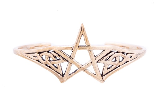 [armb35] Armreif ASVAR aus Bronze 6,6 cm – Keltischer Drudenfuß mit Knotenmuster Druidenschmuck
