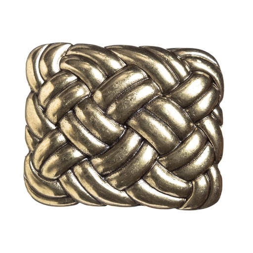 [33196] Koppelschließe „Braided“ messingfarben – ZAMAK-Gürtelschnalle mit Flechtmuster für 4 cm Gürtelriemen