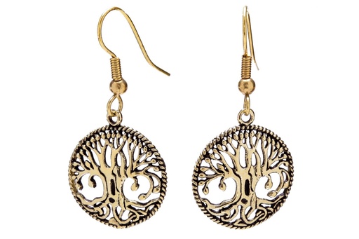 [ohb137] Keltische Ohrhänger Áne aus Bronze – Lebensbaum Yggdrasil 3,4 cm