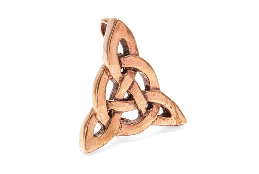 [fb100] Keltische Fibel "Troika" aus Bronze – Gewandschließe mit Knotenmuster 3,6 cm 