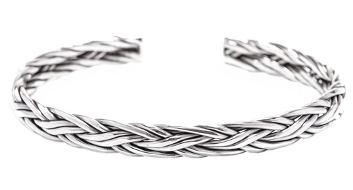 [arm17] SIGARD Armreif aus Silber – Wikinger Zopfarmband im Flechtstil Ø 6,6 cm