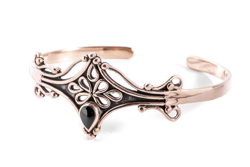 [armb36] Mittelalter Armreif NALIA aus Bronze mit Onyx – Ornament Reif Ø 6,2 cm