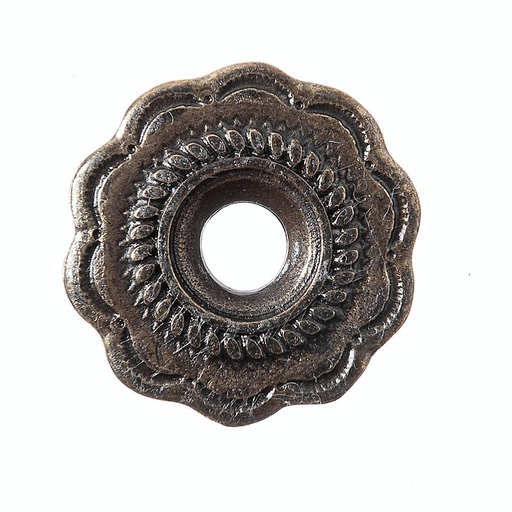[N-283-21] Zierniete „Rope-Flower“ – Blütenförmiger Beschlag in Altmessing mit Mittelloch