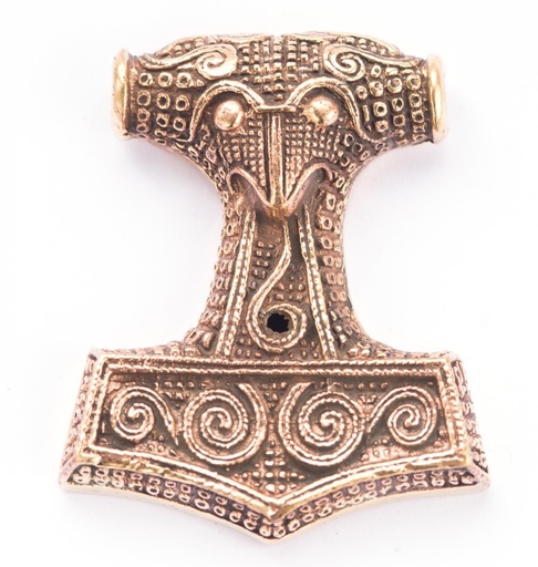 [atb43] Thorshammer Anhänger THORTHAL aus Bronze – Großer Mjölnir Schonen Replik 4,8 cm