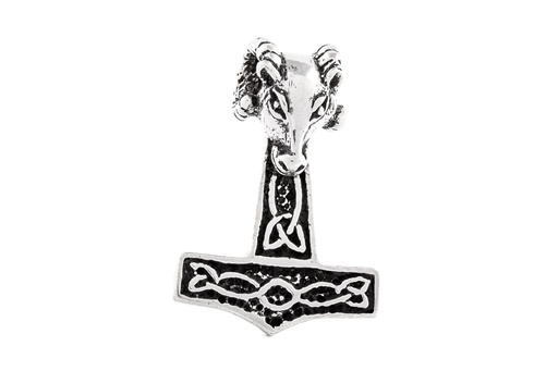 [at35] Thorshammer Anhänger RAM aus Silber – Widder Mjölnir Wikinger Amulett 3,3 cm