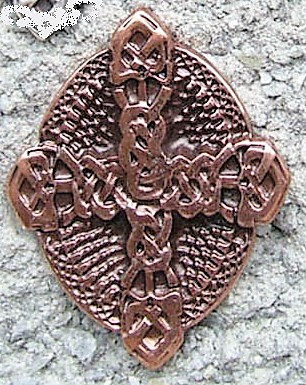 [N-185-4] Himmelskreuz kupferfarben – Keltischer 45 mm Zierbeschlag mit Knotenkreuz für Mittelalter & LARP