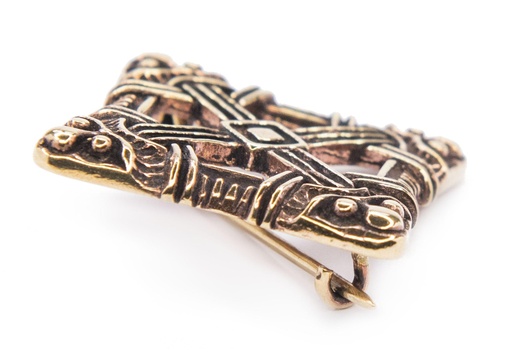 [fb4] Fibel Brosche 'Viking Cross' aus Bronze - Mittelalter, Larp, Fantasy Schmuck