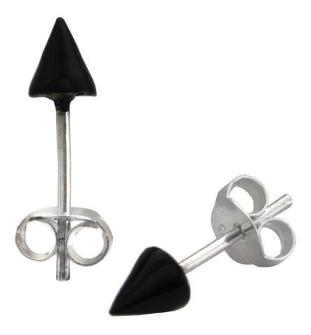 [ost104-3] Ohrstecker RHONA aus 925er Silber 5 mm – Schwarze Gothic Schmuckstecker