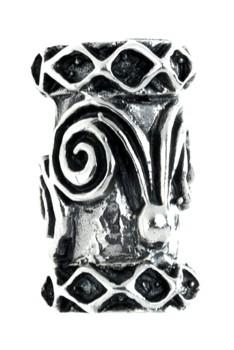 [ap10] Keltische Perle "Dvalin" aus Silber 925 – Bart- & Haarperle mit Doppelspirale 1,4 cm