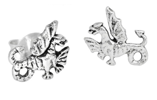 [ost24] Ohrstecker Zaira Drache aus 925 Silber – Mini Fantasy Ohrschmuck 8 mm