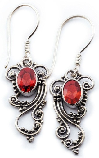 [oh96] Ohrhänger 'Lasia mit Granat' Silber 925 -  Schmuck für Mittelalter, Reenactment und Larp