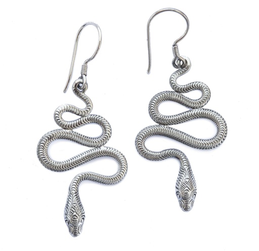 [oh21] Ohrhänger Askja Zauberschlangen aus Silber 925 – Mystischer Schlangen-Schmuck 5,5 cm