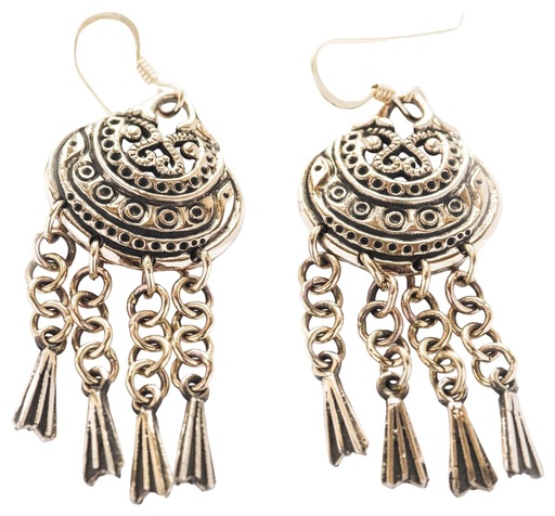 [ohb529] Ohrhänger Finna Viking aus Bronze – Beweglicher Wikinger Ohrschmuck 6,1 cm