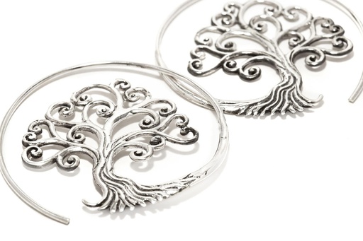 [oh159] SCARLETT Ohrringe aus Silber – Großer Lebensbaum Ohrschmuck Ø 4,3 cm