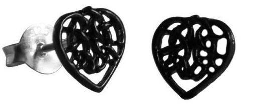 [ost123] Ohrstecker 'Vide Black Celtic Heart' Sterling Silber 925 - Schmuck für Mittelalter, Reenactment und Larp