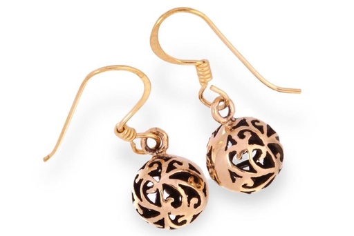 [ohb576] Ohrhänger Aine Zauberkugel aus Bronze – Filigraner Mittelalter-Schmuck 9 mm Ø