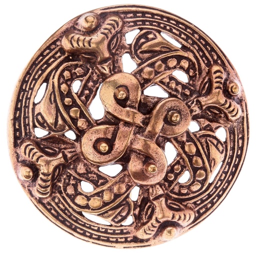[fb50] Fibel Brosche 'Wikinger Fibel - Vier Elemente' aus Bronze - Mittelalter, Larp, Fantasy Schmuck