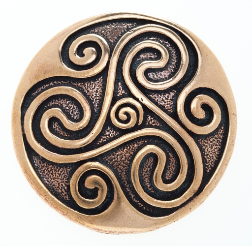 [acb515] Keltisches Amulett, Anhänger 'Caila – Große Triskele' aus Bronze- Mittelalter, Larp, Reenactment Schmuck