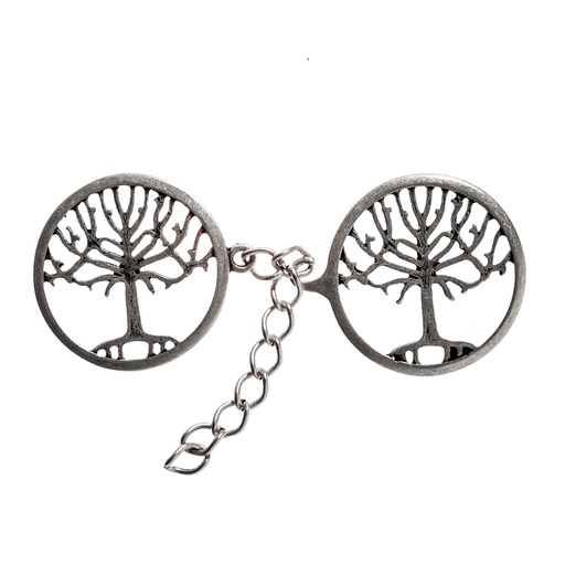 [V-114-1] Weltenbaum-Verschluss „Yggdrasil“ – Silberfarbener Mantelverschluss mit Weltenesche-Motiv