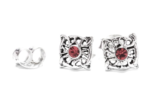 [ost72-2] Ohrstecker 'Celtic Vier Elemente Rot' Sterling Silber 925 - Schmuck für Mittelalter, Reenactment und Larp