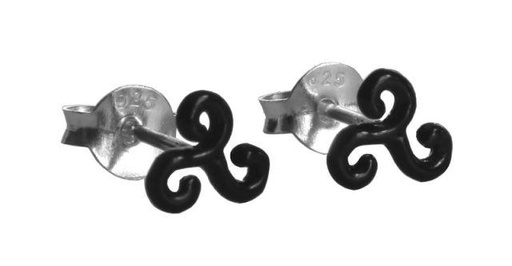 [ost120] Ohrstecker SVANYA aus 925er Silber 6 mm – Schwarze Triskele Ohrringe keltisch & mystisch