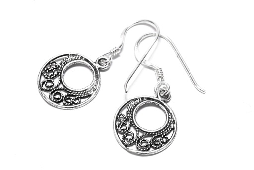[oh50] Ohrhänger FARNE Spiral-Ornament aus Silber 925 – Wikinger Scheibenohrringe 1,5 cm