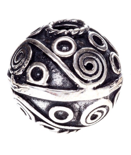 [am107] Wikinger Perle SPIRALS aus 925er Silber – Nordisches Accessoire für Bart und Haar (1,6 cm)