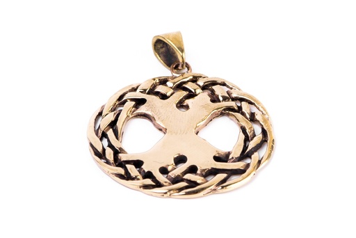 [acb88] Keltischer Anhänger YGGDRASIL aus Bronze – Der große Lebensbaum als Symbol für Stärke und Verbundenheit (Ø 3,3 cm)