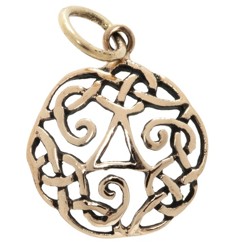 [acb512] Schmuck Anhänger Darin 2,2 cm – Bronze – Keltisches Amulett mit Knotenmuster für Schutz & Weisheit