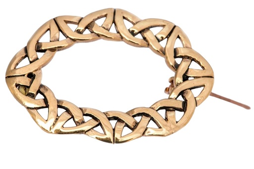 [fb43] Keltische Fibel Brosche "Licarna" aus Bronze – Gewandschließe mit Knotenmuster 3,6 cm