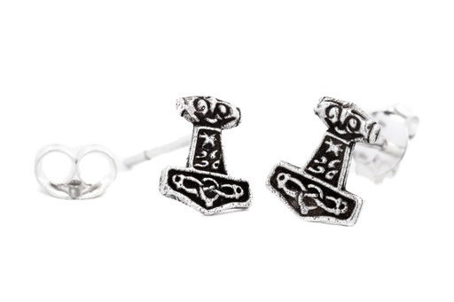 [ost111] Ohrstecker Mjølner Thorshammer aus Silber 925 – Mini Mjölnir Wikinger Ohrschmuck 9 mm