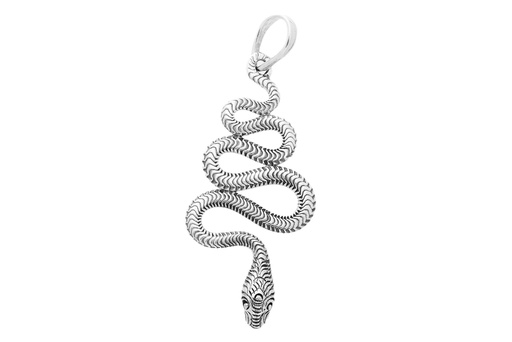 [Am127-2] Schmuck Anhänger Schlange 4,7 cm – Silber 925 – Mystisches Amulett der Transformation und Weisheit