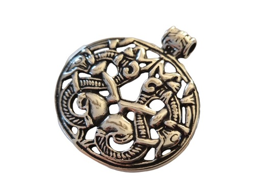 [avb13] Wikinger Anhänger 'Zwei Drachen' aus Bronze - Mittelalter, Larp, Reenactment Schmuck