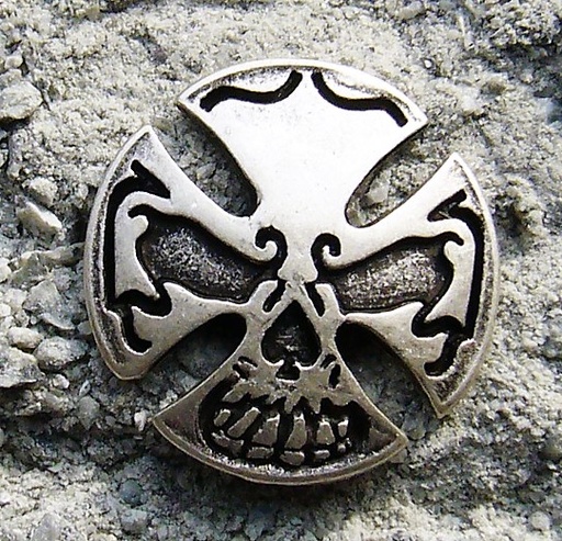 [33396] Skull-Cross, silberfarbener Beschlag