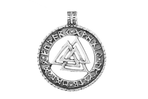 [av59] Wikinger Anhänger 'Valknut - Wotansknoten - Futhark' aus Silber 925 - Mittelalter, Larp, Reenactment Schmuck