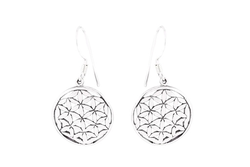[oh136] Ohrhänger „Thora – Blume des Lebens“ aus 925er Silber – Geometrischer Ohrschmuck 2 cm