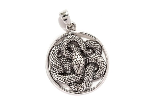 [am216] Schlangen-Anhänger GHERNi aus 925er Silber – Symbol für Schutz und Transformation (3,9 cm)