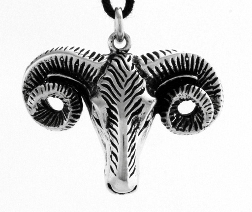 [am189] Widderkopf-Anhänger RAM aus 925er Silber – Kraftvolles Symbol für Mut und Entschlossenheit (4,2 cm)