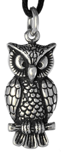 [am179] Amulett, Anhänger 'Noctua - Eule' aus Silber 925 - Mittelalter, Larp, Fantasy Schmuck