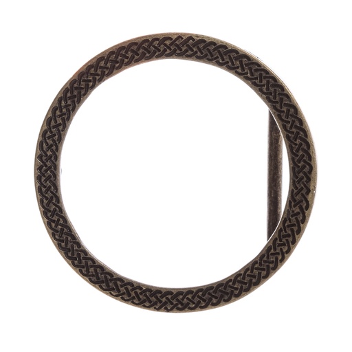 [B672-21] Celtic Ring Gürtelschließe in Altmessing – Runde Flechtschließe für 40 mm Riemen