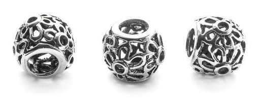 [ap23] Bart- & Haarperle "Dana" aus Silber 925 – Zopfperle mit filigranen Blütenmustern 1,1 cm