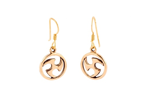 [ohb61] Ohrhänger Runa Triskele aus Bronze – Keltischer Ohrschmuck mit Dreifachspirale 3 cm