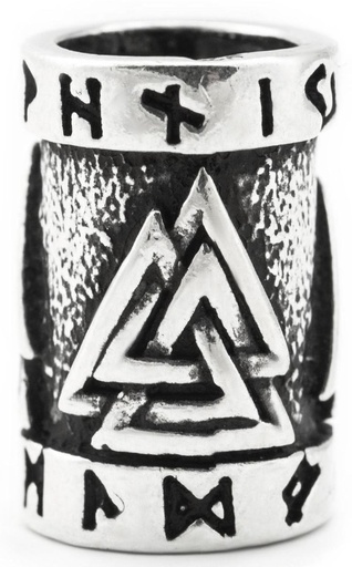 [ap53] Valknut Bartperle aus Silber – Wotansknoten Wikinger Schmuck für Bart & Haar 1,5 cm