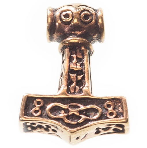 [atb24] Kleiner Thorshammer Anhänger THORAN aus Bronze – Mjölnir Wikinger Amulett 1,8 cm