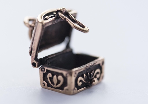 [amb157] Medaillon, Anhänger 'Asana - Schatzkiste' aus Bronze - Mittelalter, Larp, Reenactment Schmuck