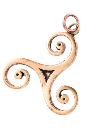 [acb7] Keltisches Amulett, Anhänger 'Große Triskele' aus Bronze- Mittelalter, Larp, Reenactment Schmuck
