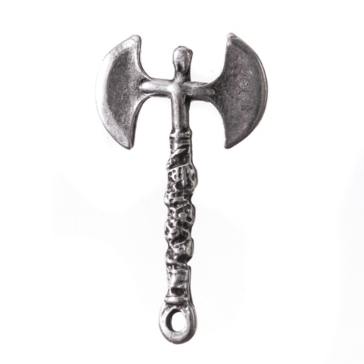 [P-5166-1] Wikinger Doppelaxt Anhänger silberfarben – Symbolträchtige Nordic Axe aus Zamak