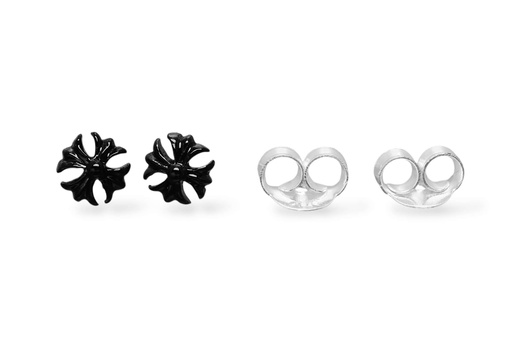 [ost121] Mittelalter Ohrstecker „Ronan – Schwarzes Kreuz“ aus 925er Silber – Gothic-Schmuck 5 mm